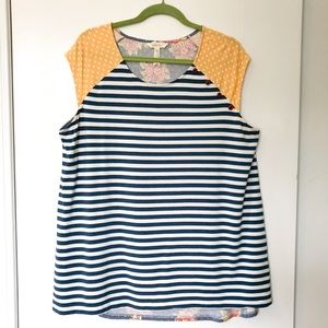 Matilda Jane XL Striped Floral Cap Sleeve Tunic